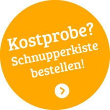 Störer orange Schnupperkiste Text